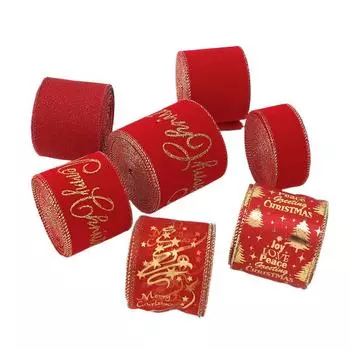 Около 2 м длинные рождественские ленты красные зеленые горошек проволочная лента с краем веселые рождественские мешковины ленты поделки ленты для рождественского банта