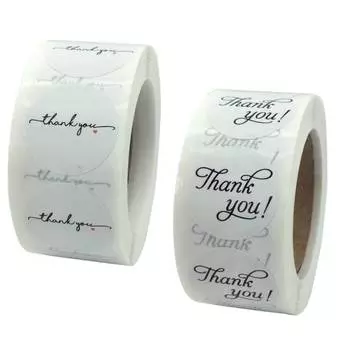 Около 500 шт., круглая белая бумажная этикетка, наклейка «Спасибо», наклейка для скрапбукинга, 1 дюйм, свадебный конверт, печать, канцелярские принадлежности ручной работы, наклейка 2.5CM / 1INCH 100pcs