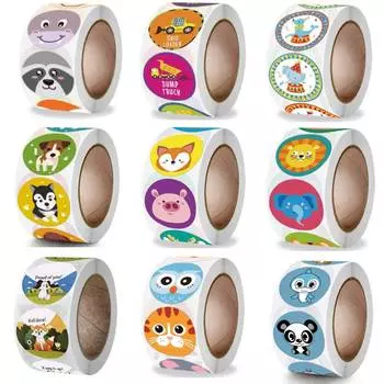 Около 500 шт., наклейка с милыми мультяшными животными для детей, классическая игрушка, украшение, школьные принадлежности для учителей, поощрительная наклейка, награда 2.5cm/1inch