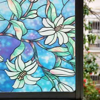 Оконная пленка, конфиденциальная витражная пленка, статическая липкая декоративная виниловая съемная оконная тонировка, УФ-блокирующие наклейки для домашнего офиса 30x100 cm