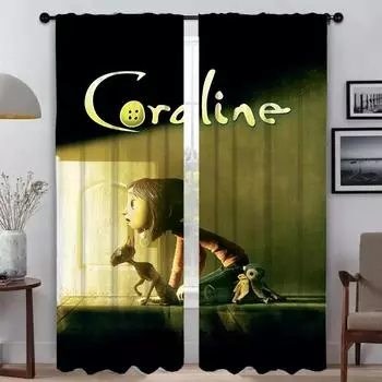 Оконная штора для комнаты 2 панели Coralines Современные шторы для гостиной Украшения на Хэллоуин Разделительные жалюзи Тюль для спальни W50xH70cmx2pcs-CL