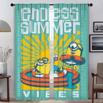 Оконная штора для комнаты 2 панели M-minions Шторы для спальни Перегородка Хэллоуин Украшения Жалюзи Домашний интерьер Шторы W50xH70cmx2pcs-CL