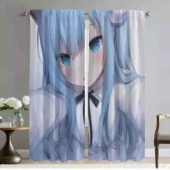 Оконная штора для комнаты 2 панели Nekoha Shizuku Shades Anti-mosquit Warm Шторы для украшения Хэллоуина Домашний интерьер Шторы для гостиной W50xH70cmx2pcs-CL