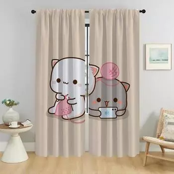 Оконная штора для комнаты 2 панели персиковый моти кот современные шторы для гостиной для камеры абажуры для домашнего интерьера шторы перегородка W50xH70cmx2pcs