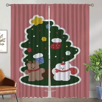 Оконная штора для комнаты 2 панели Рождественские разделительные шторы для спальни Домашний интерьер Шторы Украшения на Хэллоуин Оттенки W50xH70cmx2pcs-CL