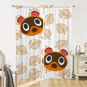 Оконные кухонные шторы для гостиной, 2 шт., затемняющие шторы, дверные шторы, перегородка для спальни с изображением животных W50xH70cmx2pcs-CL