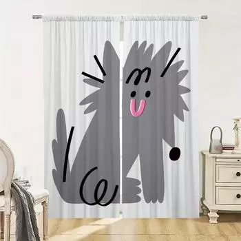 Оконные кухонные шторы для гостиной, 2 шт., затемняющие шторы, занавески для дверей, абстрактные животные, украшение для спальни, перегородка W50xH70cmx2pcs-CL