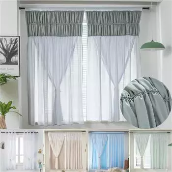 Оконные шторы с прозрачным наложением, двухслойные затемняющие шторы для спальни, шторы в гостиной, открытые слева и справа 1PC 90x150cm