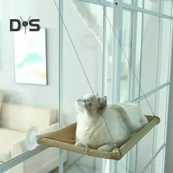 Оконный гамак для кошек с 4 сильными присосками. Кровать для загорания кошек на 360 градусов вмещает до 33-44 фунтов сиденье для отдыха кошки, где может спать котенок. серый