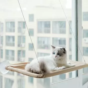 Оконный гамак для кошек с 4 сильными присосками. Кровать для загорания кошек на 360 градусов вмещает до 33-44 фунтов сиденье для отдыха кошки, где может спать котенок. серый