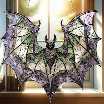 Окрашенная летучая мышь акриловый кулон Хэллоуин украшение для дома и сада ловец солнца подвесной кулон спальня для украшения рабочего стола офиса