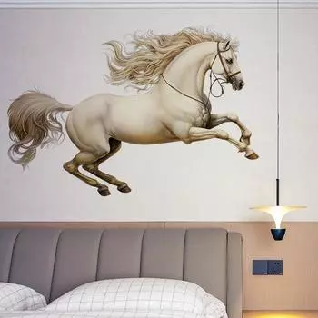 Окрашенная Наклейка на стену с прыгающей лошадью, домашний декор, гостиная, спальня, декоративный фон, съемные виниловые настенные постеры large