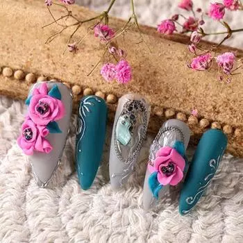 Окрашенная скульптурная глина, трехмерная формовка, сделай сам, аксессуары для дизайна ногтей, портативная гладкая 4D модель, клей для ногтей чёрный