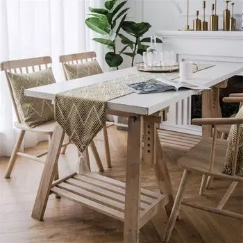 Окрашенная в пряже жаккардовая скатерть для украшения рабочего стола, скатерть для ТВ-шкафа, журнального столика, бегунка 30cm*200cm жёлтый