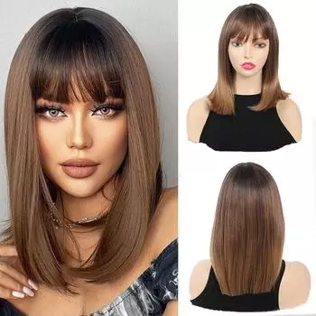 Окрашенная внутренняя пряжка на макушке головы, повязка на голову с прямыми волосами для женщин, синтетический парик для удобного ношения, повседневного использования на вечеринке.