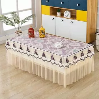 Окрашенное кружево с цветочным принтом, прямоугольная крышка для чайного столика, пылезащитная противоскользящая скатерть, свадебное украшение для дома, боковая скатерть 80x40x40cm 1pcs