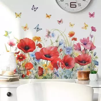 Окрашенное зеленое растение Юй Мэй, человек, цветок, бабочка, спальня, гостиная, украшение дома, декоративная наклейка на стену 30*90CM*2PCS/fun-c5