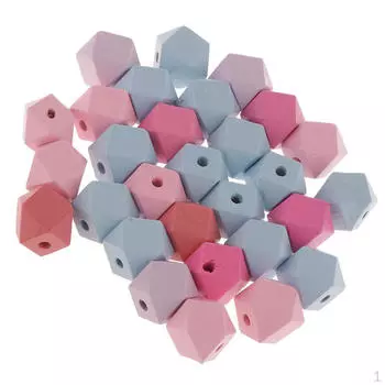 Окрашенные граненые деревянные бусины Геометрические аксессуары для бусин 2 размера - 15mm 30Pcs