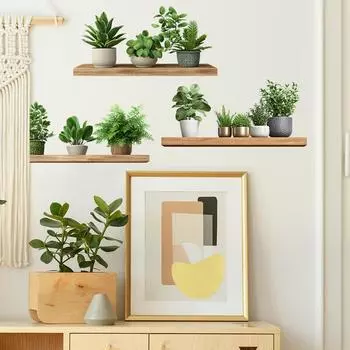 Окрашенные зеленые растения Растения в горшках Полки Спальня Гостиная Домашний фон Украшение Декоративные настенные наклейки 40*60cm/fun-e304