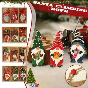 Окрашенный милый кулон Санта-Клауса Рождественский подарок Деревянный шарм