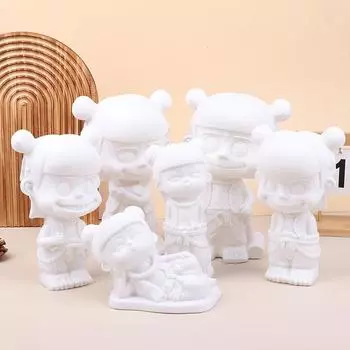 Окрашенный Nezha виниловый краска белый эмбрион сделай сам ручная работа сберегательная банка игрушки кукла милый экшн аниме украшения подарок A4