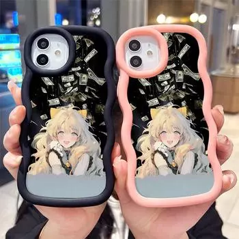 Окрашенный узор Big Wave Edge Мягкий силиконовый материал Macaron чехол для телефона противоударный защитный резиновый чехол для Samsung Xiaomi Poco Redmi Samsung A03 розовый