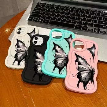 Окрашенный узор Big Wave Edge Мягкий силиконовый материал Macaron чехол для телефона противоударный защитный резиновый чехол для iPhone Huawei Honor Infinix Tecno Infinix Hot 50 4G чёрный