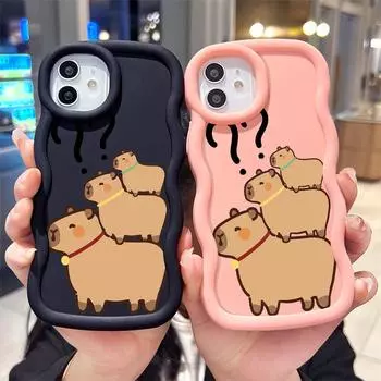 Окрашенный узор Big Wave Edge Мягкий силиконовый материал Macaron чехол для телефона противоударный защитный резиновый чехол для Samsung Xiaomi Poco Redmi Samsung A16 розовый