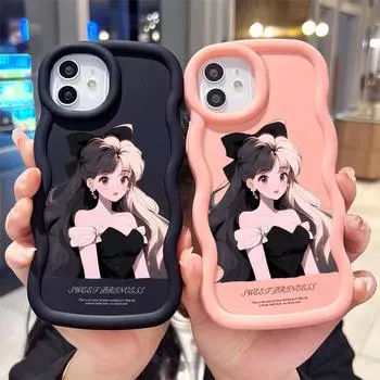 Окрашенный узор Big Wave Edge Мягкий силиконовый материал Macaron чехол для телефона противоударный защитный резиновый чехол для Samsung Xiaomi Poco Redmi Samsung S24 Ultra 5G розовый