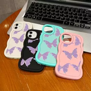 Окрашенный узор Big Wave Edge Мягкий силиконовый материал Macaron чехол для телефона противоударный защитный резиновый чехол для iPhone Huawei Honor Infinix Tecno Tecno Camon 18T розовый