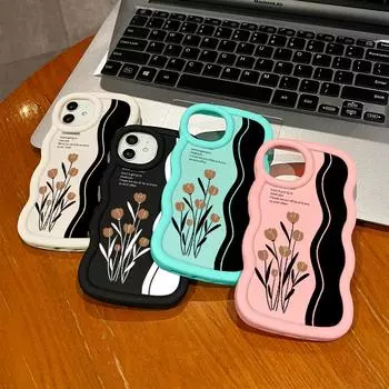 Окрашенный узор Big Wave Edge Мягкий силиконовый материал Macaron чехол для телефона противоударный защитный резиновый чехол для iPhone Huawei Honor Infinix Tecno Huawei Nova 3I белый