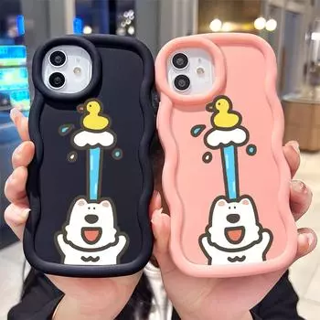 Окрашенный узор Big Wave Edge Мягкий силиконовый материал Macaron чехол для телефона противоударный защитный резиновый чехол для Samsung Xiaomi Poco Redmi Xiaomi Poco X6 5G синий