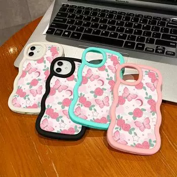 Окрашенный узор Big Wave Edge Мягкий силиконовый материал Macaron чехол для телефона противоударный защитный резиновый чехол для iPhone Huawei Honor Infinix Tecno iPhone 6S Plus синий