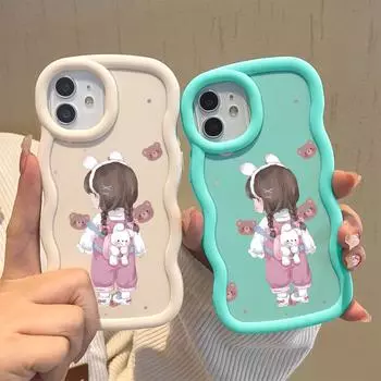 Окрашенный узор Big Wave Edge Мягкий силиконовый материал Macaron чехол для телефона противоударный защитный резиновый чехол для OPPO Reno Realme Realme C63 белый