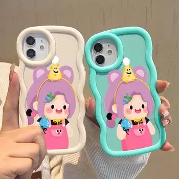 Окрашенный узор Big Wave Edge Мягкий силиконовый материал Macaron чехол для телефона противоударный защитный резиновый чехол для OPPO Reno Realme OPPO A1X 5G синий