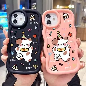 Окрашенный узор Big Wave Edge Мягкий силиконовый материал Macaron чехол для телефона противоударный защитный резиновый чехол для Samsung Xiaomi Poco Redmi Samsung A11 розовый