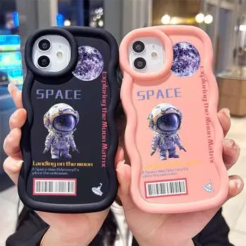 Окрашенный узор Big Wave Edge Мягкий силиконовый материал Macaron чехол для телефона противоударный защитный резиновый чехол для Samsung Xiaomi Poco Redmi Samsung S23 5G чёрный