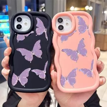 Окрашенный узор Big Wave Edge Мягкий силиконовый материал Macaron чехол для телефона противоударный защитный резиновый чехол для Samsung Xiaomi Poco Redmi Xiaomi Poco M6 Pro 5G розовый