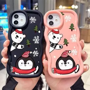 Окрашенный узор Big Wave Edge Мягкий силиконовый материал Macaron чехол для телефона противоударный защитный резиновый чехол для Samsung Xiaomi Poco Redmi Samsung A32 чёрный