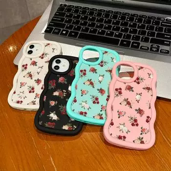 Окрашенный узор Big Wave Edge Мягкий силиконовый материал Macaron чехол для телефона противоударный защитный резиновый чехол для iPhone Huawei Honor Infinix Tecno Tecno Spark Go 2024 чёрный