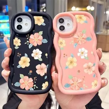 Окрашенный узор Big Wave Edge Мягкий силиконовый материал Macaron чехол для телефона противоударный защитный резиновый чехол для Samsung Xiaomi Poco Redmi Xiaomi Poco C75 синий