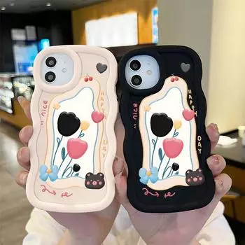 Окрашенный узор Big Wave Edge Мягкий силиконовый материал Macaron чехол для телефона противоударный защитный резиновый чехол для OnePlus Vivo Motorola Moto Vivo Y78 5G чёрный