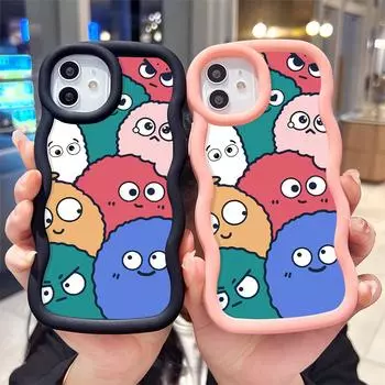 Окрашенный узор Big Wave Edge Мягкий силиконовый материал Macaron чехол для телефона противоударный защитный резиновый чехол для Samsung Xiaomi Poco Redmi Xiaomi Poco C61 чёрный