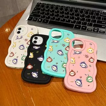 Окрашенный узор Big Wave Edge Мягкий силиконовый материал Macaron чехол для телефона противоударный защитный резиновый чехол для iPhone Huawei Honor Infinix Tecno iPhone 13 Pro розовый