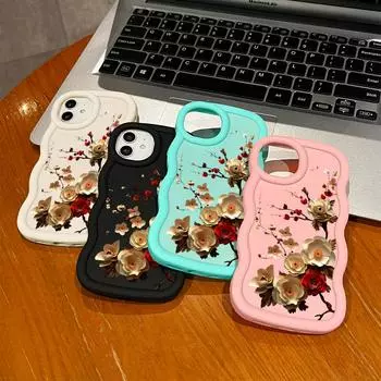 Окрашенный узор Big Wave Edge Мягкий силиконовый материал Macaron чехол для телефона противоударный защитный резиновый чехол для iPhone Huawei Honor Infinix Tecno Huawei P Smart Z чёрный