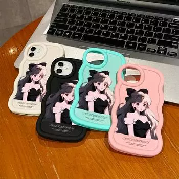 Окрашенный узор Big Wave Edge Мягкий силиконовый материал Macaron чехол для телефона противоударный защитный резиновый чехол для iPhone Huawei Honor Infinix Tecno Honor 7C 5.99 inch розовый