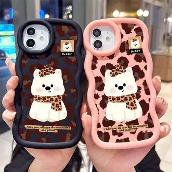 Окрашенный узор Big Wave Edge Мягкий силиконовый материал Macaron чехол для телефона противоударный защитный резиновый чехол для Samsung Xiaomi Poco Redmi Redmi K70E чёрный