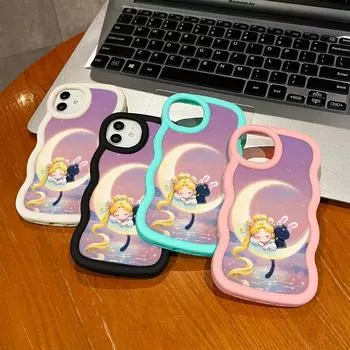 Окрашенный узор Big Wave Edge Мягкий силиконовый материал Macaron чехол для телефона противоударный защитный резиновый чехол для iPhone Huawei Honor Infinix Tecno Honor 9X Premium белый