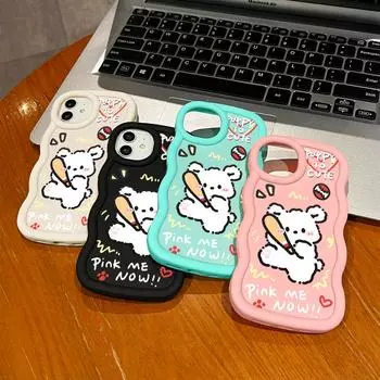 Окрашенный узор Big Wave Edge Мягкий силиконовый материал Macaron чехол для телефона противоударный защитный резиновый чехол для iPhone Huawei Honor Infinix Tecno iPhone 13 Pro Max розовый