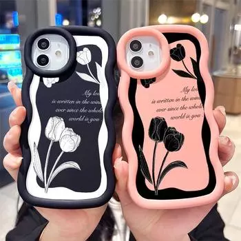 Окрашенный узор Big Wave Edge Мягкий силиконовый материал Macaron чехол для телефона противоударный защитный резиновый чехол для Samsung Xiaomi Poco Redmi Samsung A21S розовый